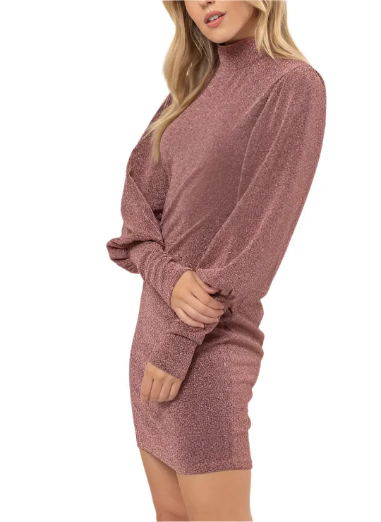 Rose Glitter Knit Midi Dress