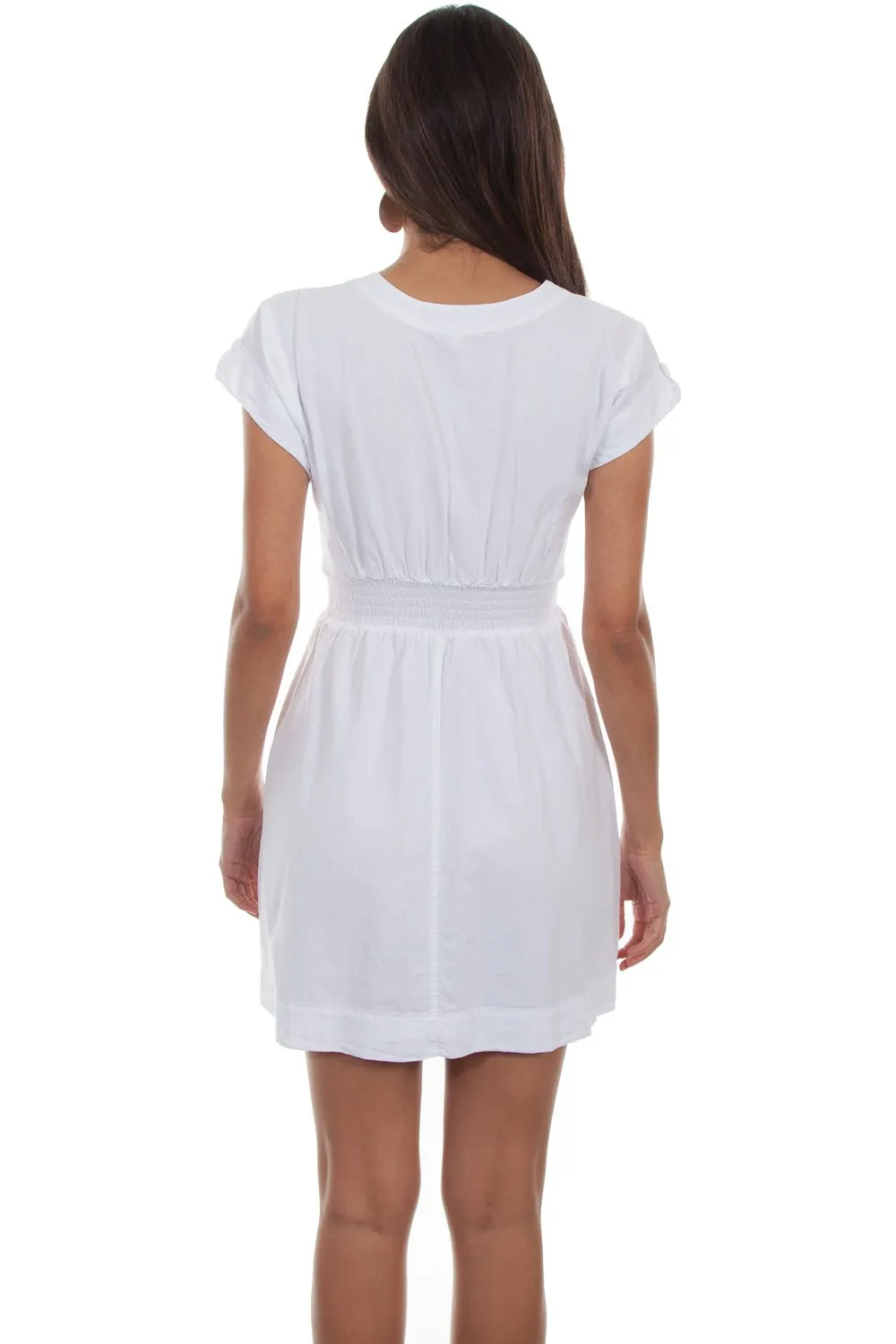 Scully Womens Cap Sleeve Button Front White 100% Cotton S/S Dress