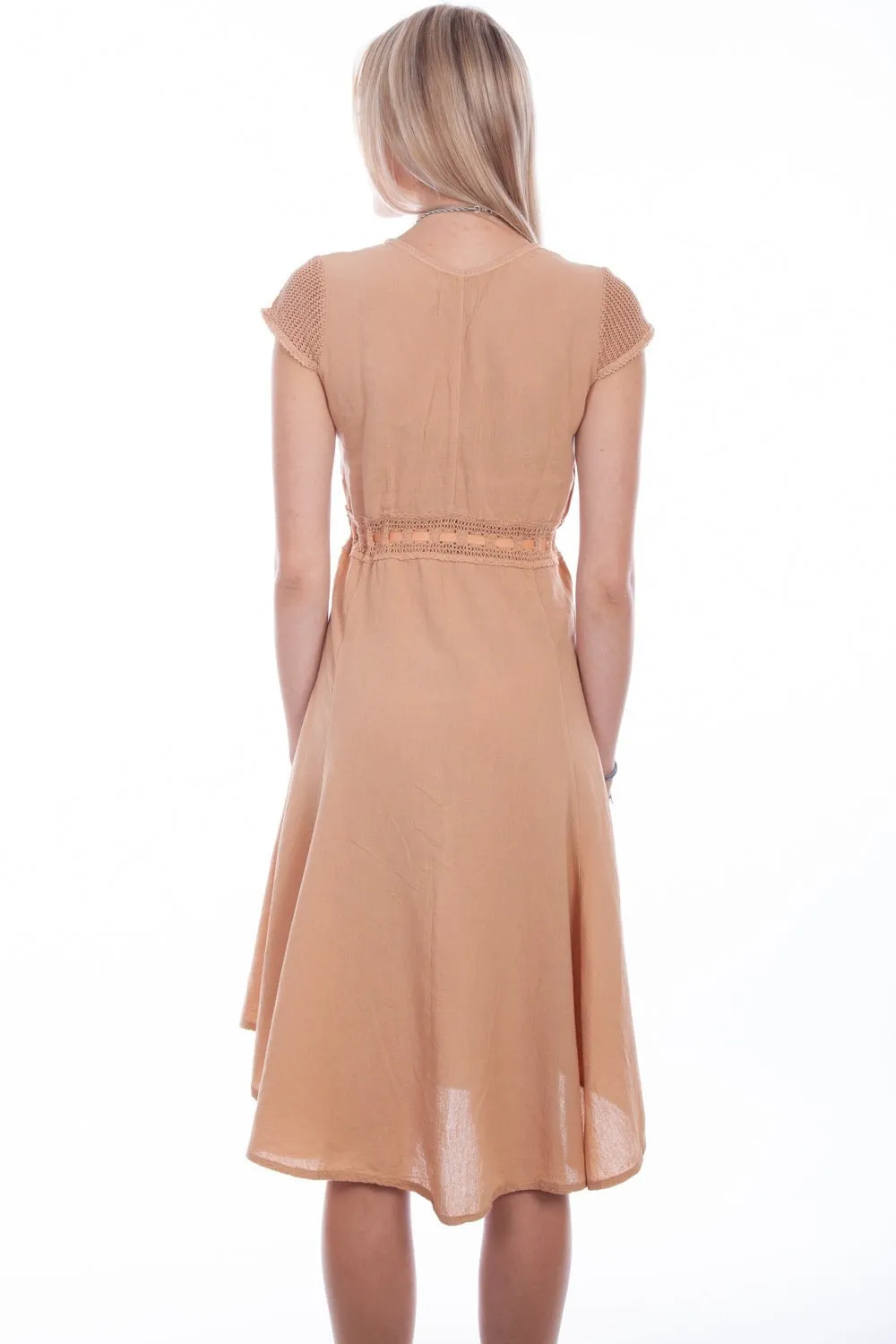 Scully Womens Crochet Cap Sleeve Toast 100% Cotton S/L Dress