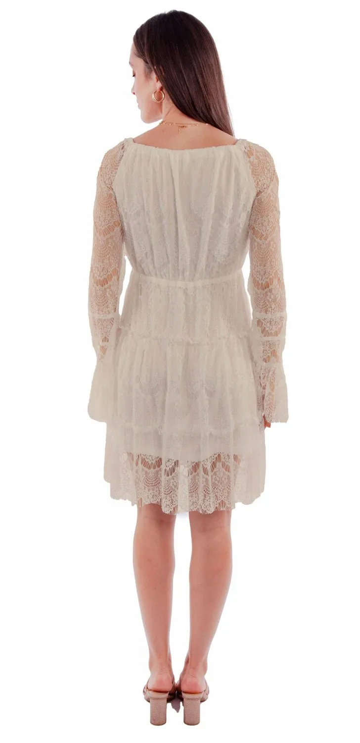 Scully Womens Eyelash Lace Ivory 100% Nylon L/S Dress