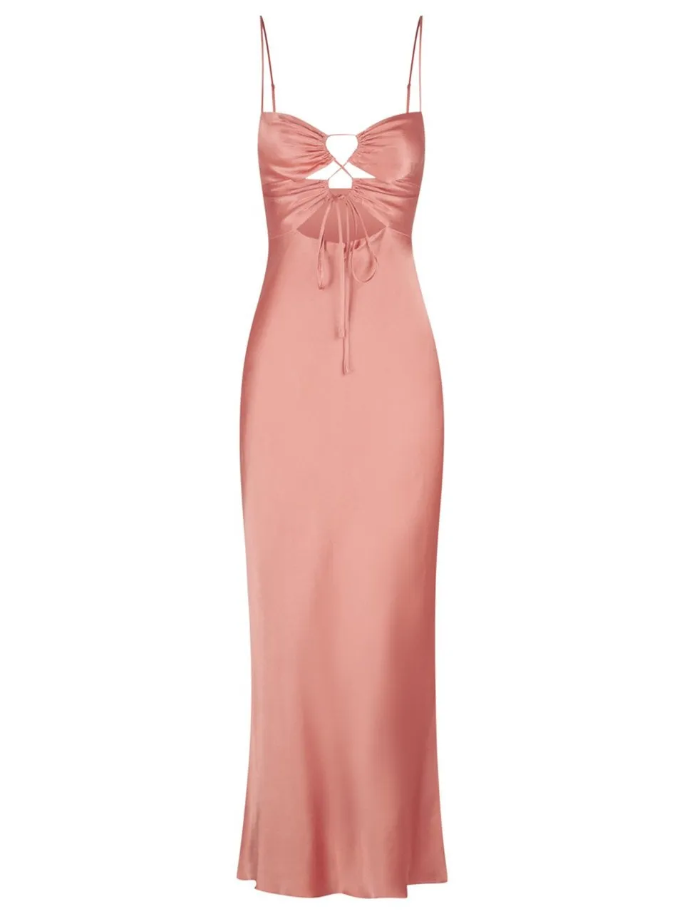 Shona Joy Eloise Lace Up Midi Dress in Antique Rose