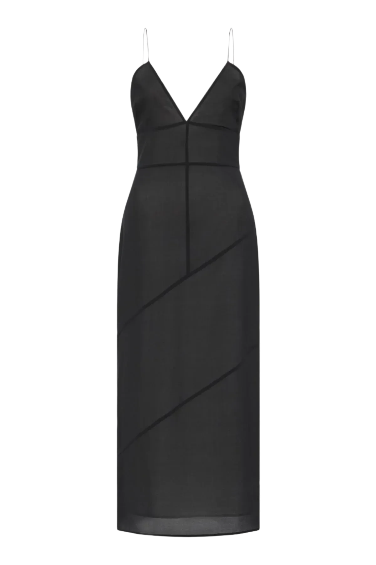 Silk Panelled Slip Dress - Black