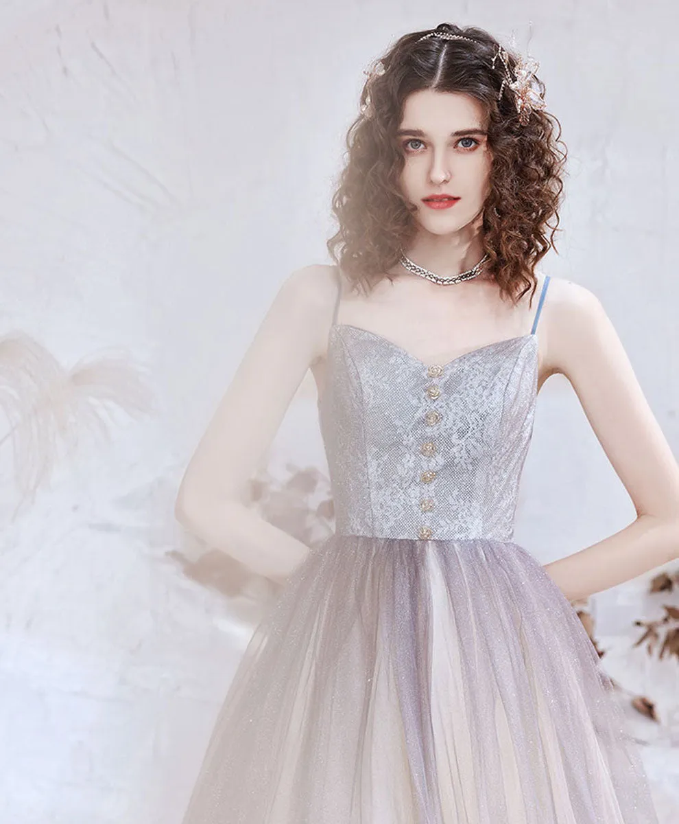 Simple Sweetheart Aline Long Prom Dress, Shiny Formal Dresses