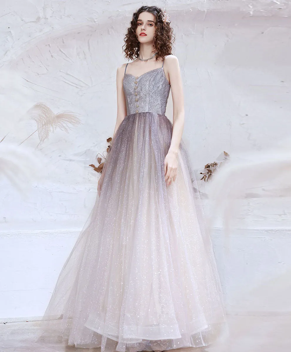 Simple Sweetheart Aline Long Prom Dress, Shiny Formal Dresses