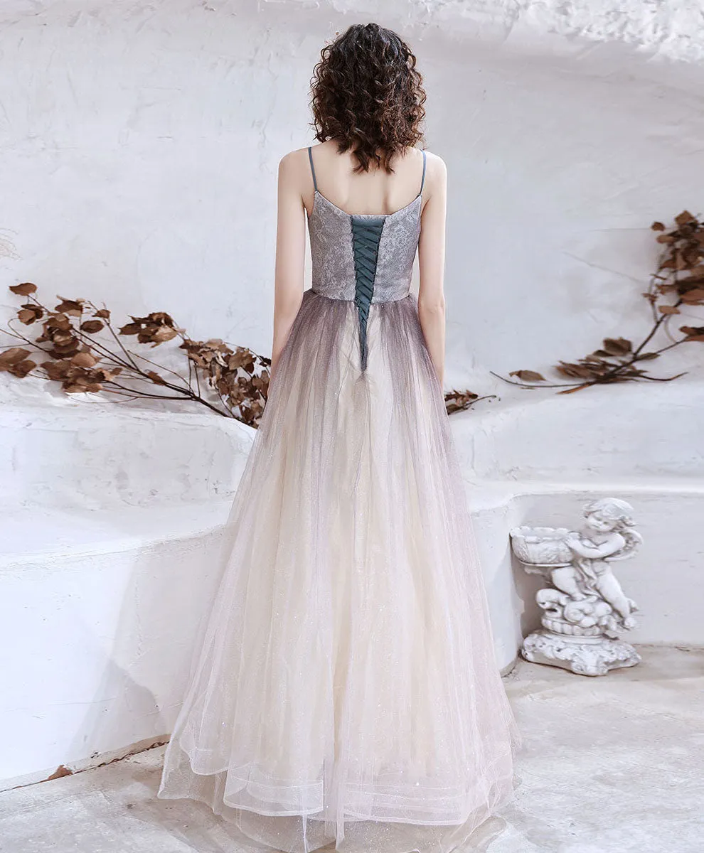 Simple Sweetheart Aline Long Prom Dress, Shiny Formal Dresses