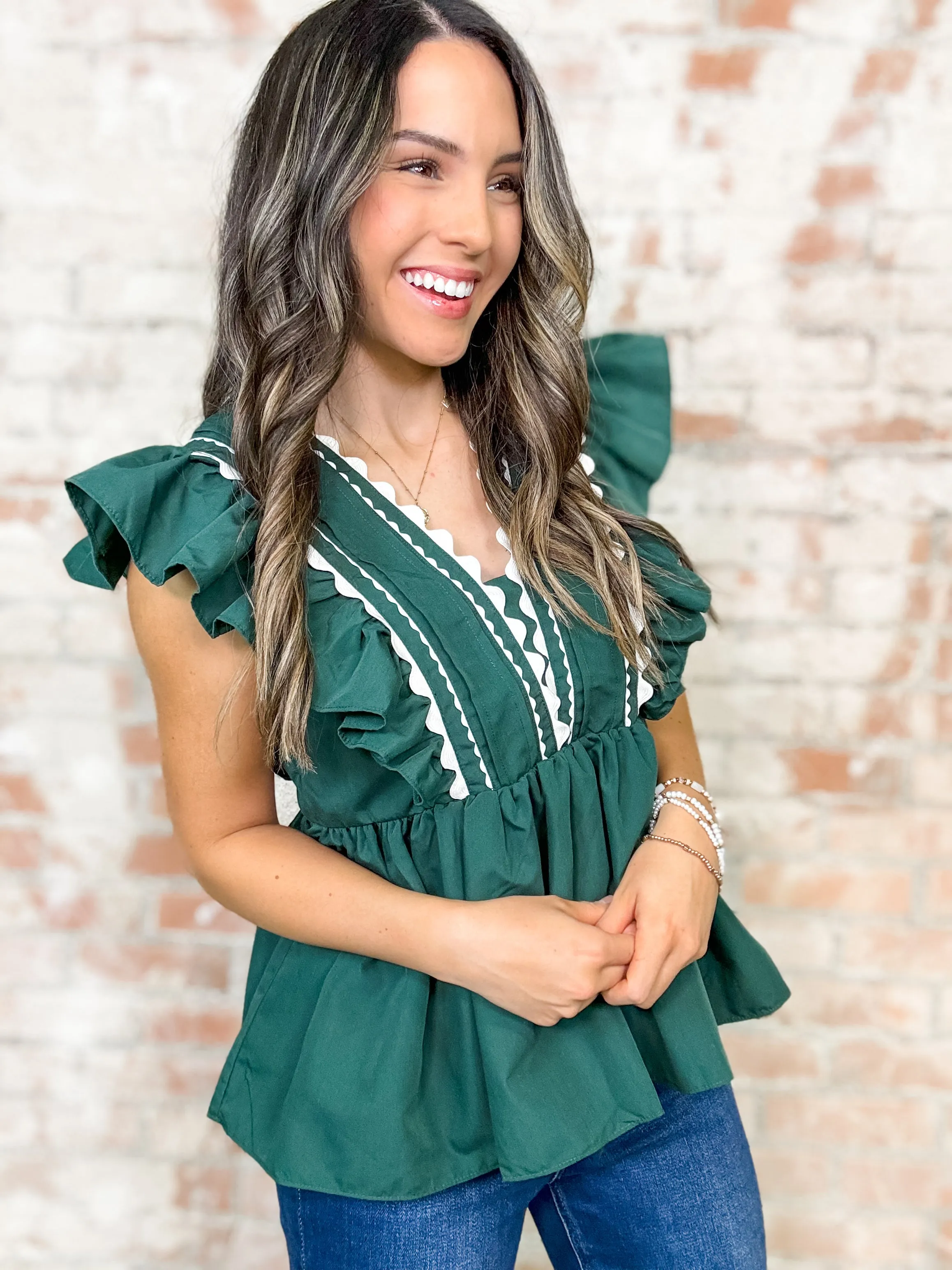 Slidell Ric Rac Ruffle Top - FINAL SALE