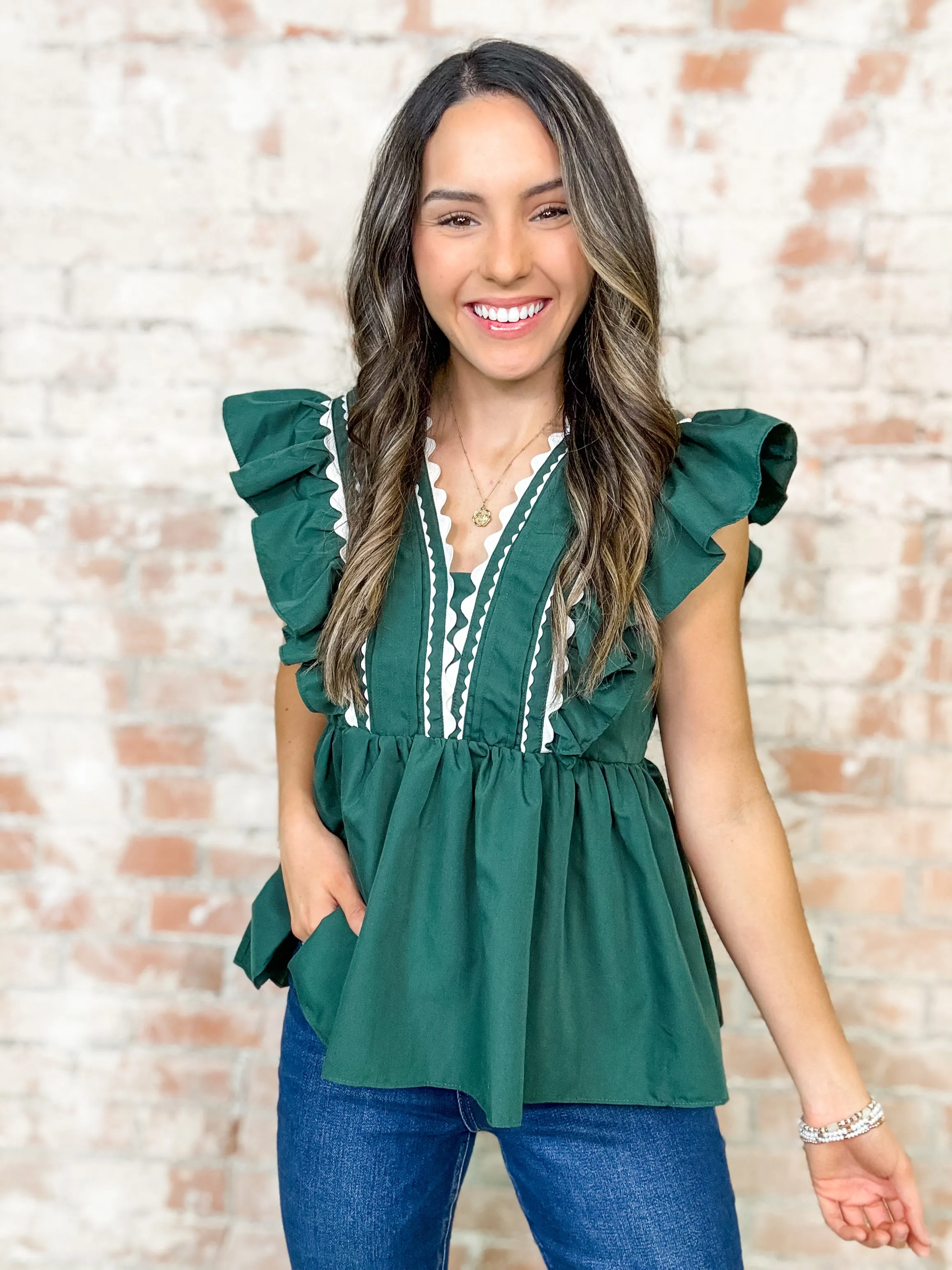 Slidell Ric Rac Ruffle Top - FINAL SALE