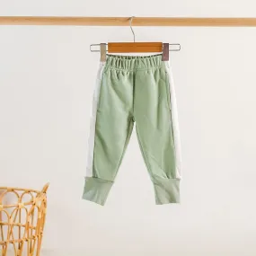 Smoke Green Cotton Joggers for Kids