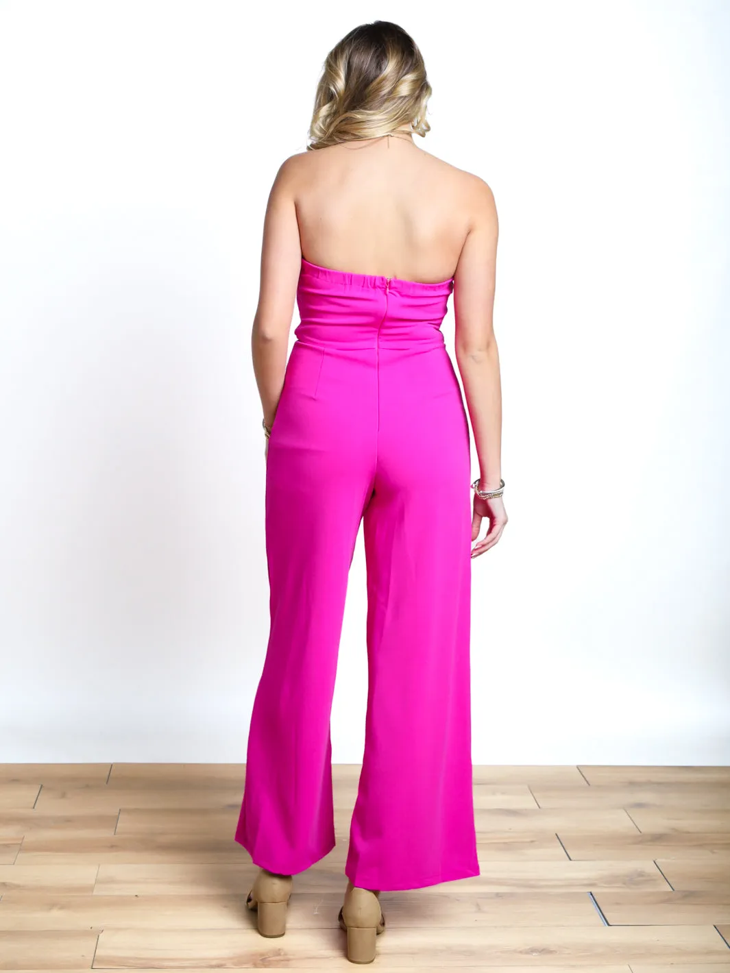 Somewhere In Time Front Knot Strapless Jumpsuit