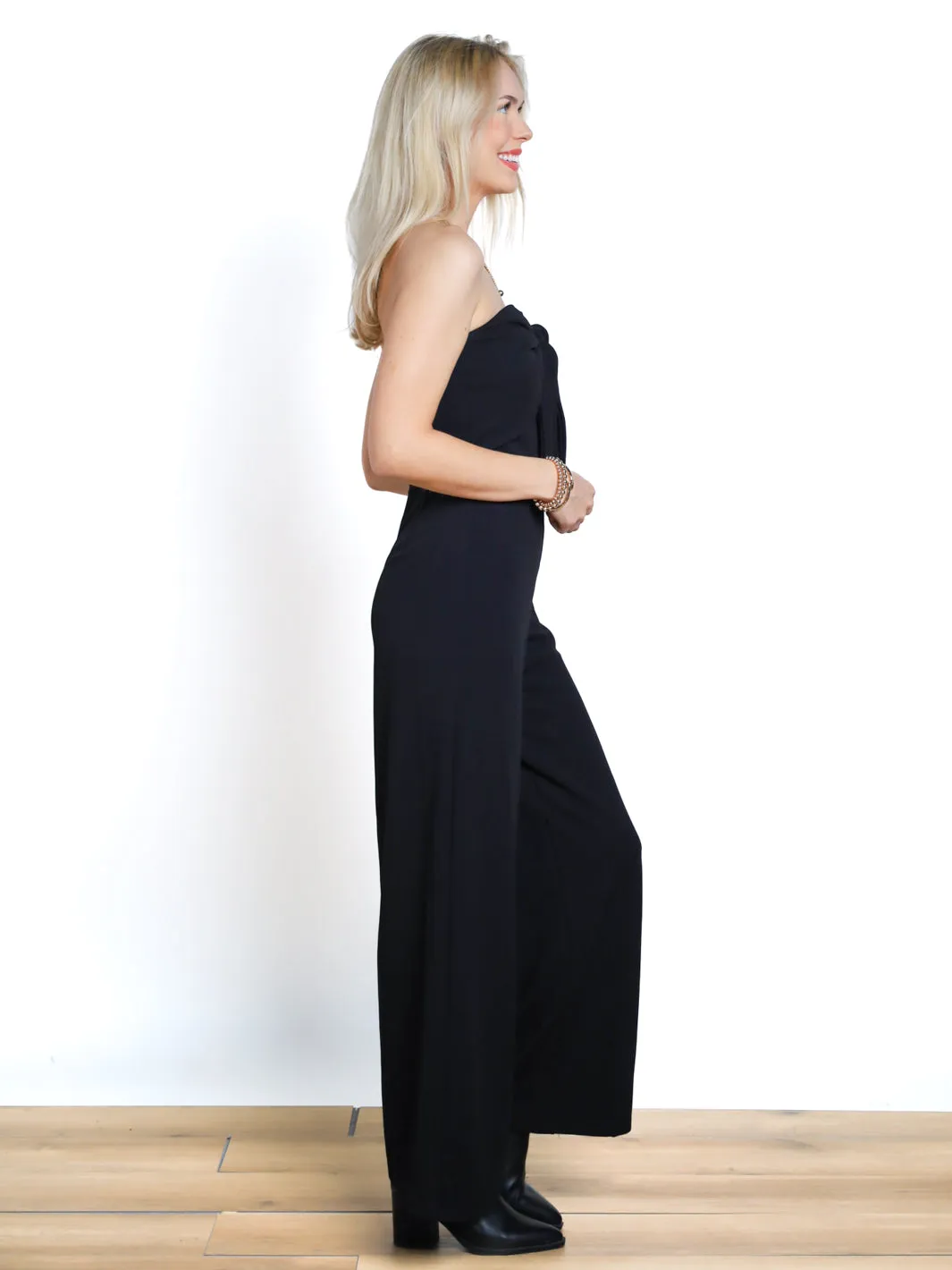 Somewhere In Time Front Knot Strapless Jumpsuit
