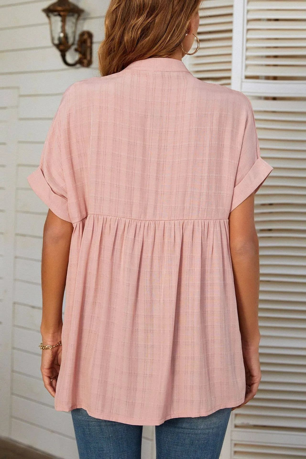 Striped Short Sleeve Flowy Top