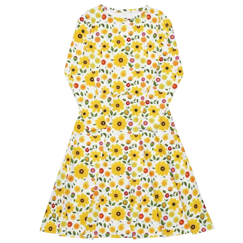 Sunshine Yellow Long Sleeve Midi Dress