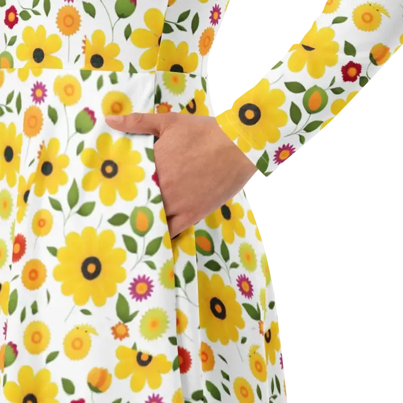 Sunshine Yellow Long Sleeve Midi Dress