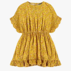 The Flowery Ruffle Dress - Yellow - KIDS