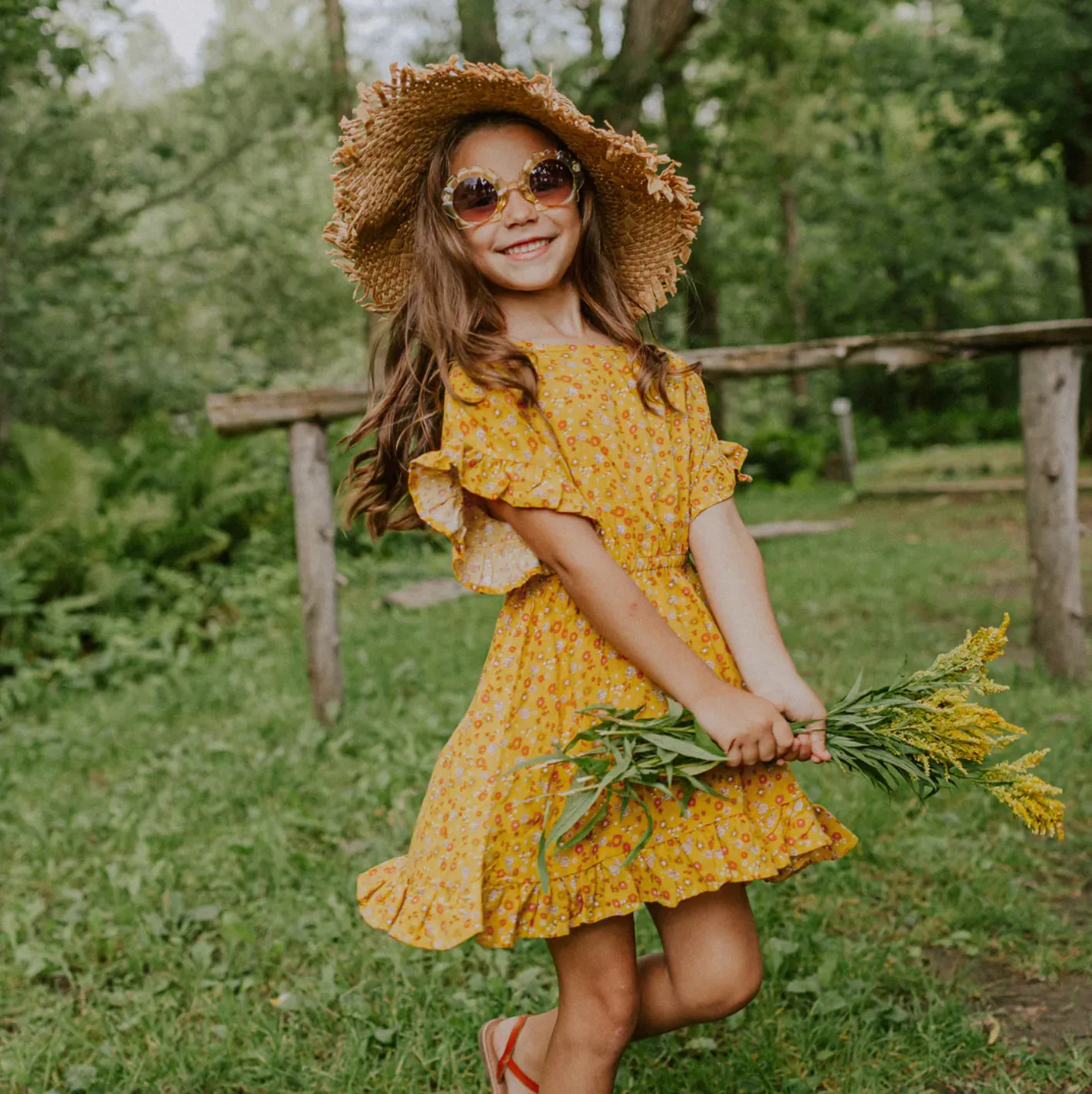 The Flowery Ruffle Dress - Yellow - KIDS