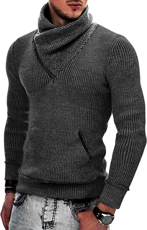 THE LUXE NK FLY GUY TURTLENECK PULL OVER HOODIE SWEATER - NKMEN103