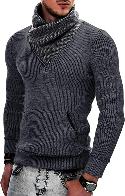 THE LUXE NK FLY GUY TURTLENECK PULL OVER HOODIE SWEATER - NKMEN103