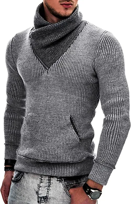 THE LUXE NK FLY GUY TURTLENECK PULL OVER HOODIE SWEATER - NKMEN103
