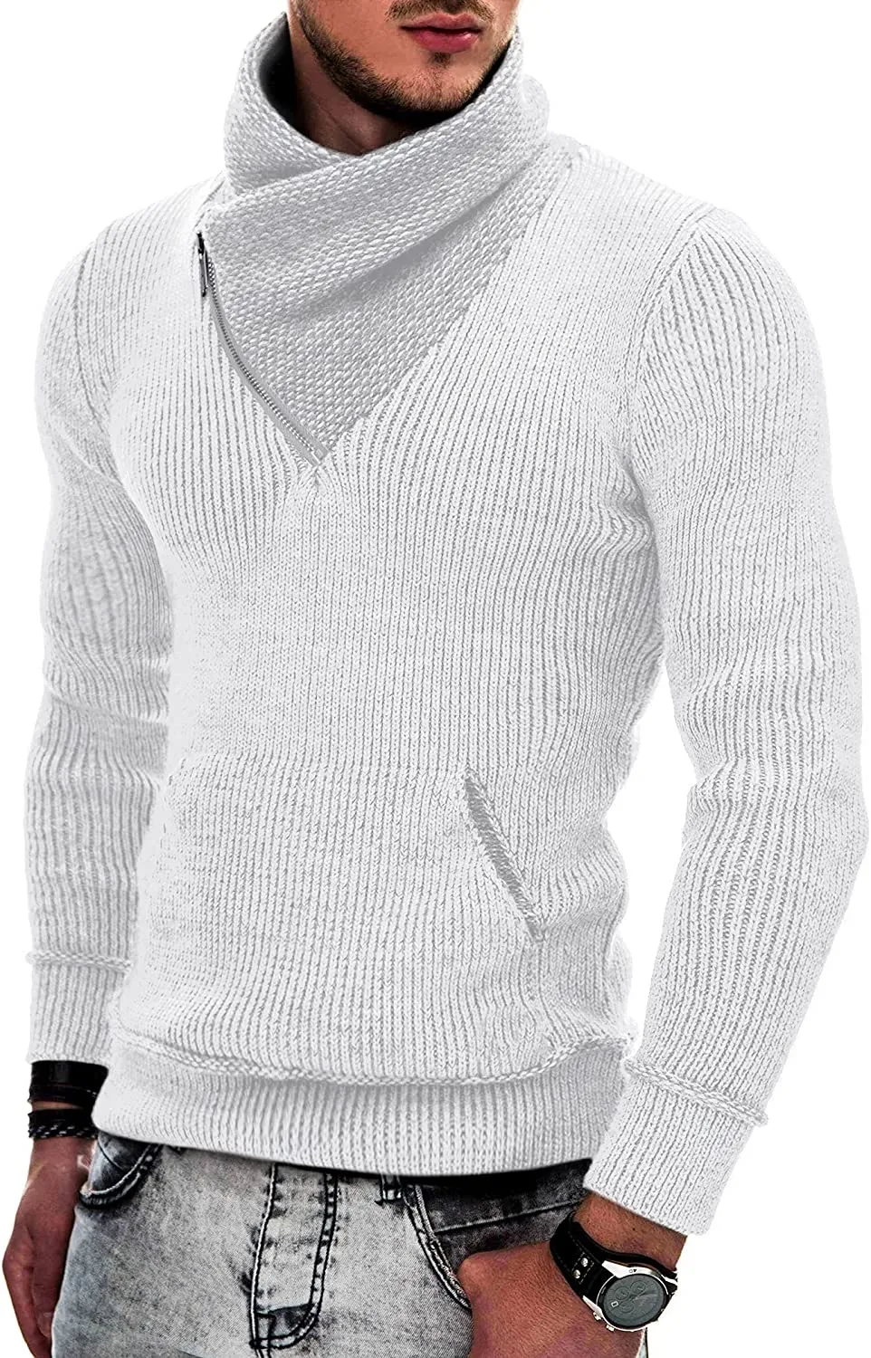 THE LUXE NK FLY GUY TURTLENECK PULL OVER HOODIE SWEATER - NKMEN103