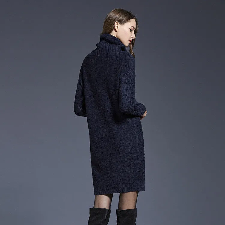 Turtle Neck Knitting Long Sweater
