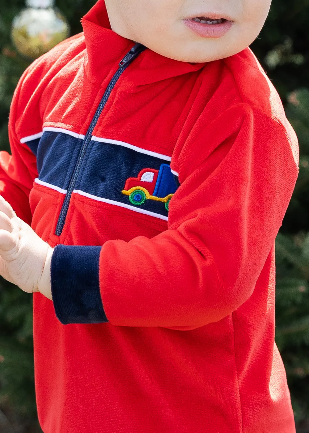Velour Half Zip With Truck