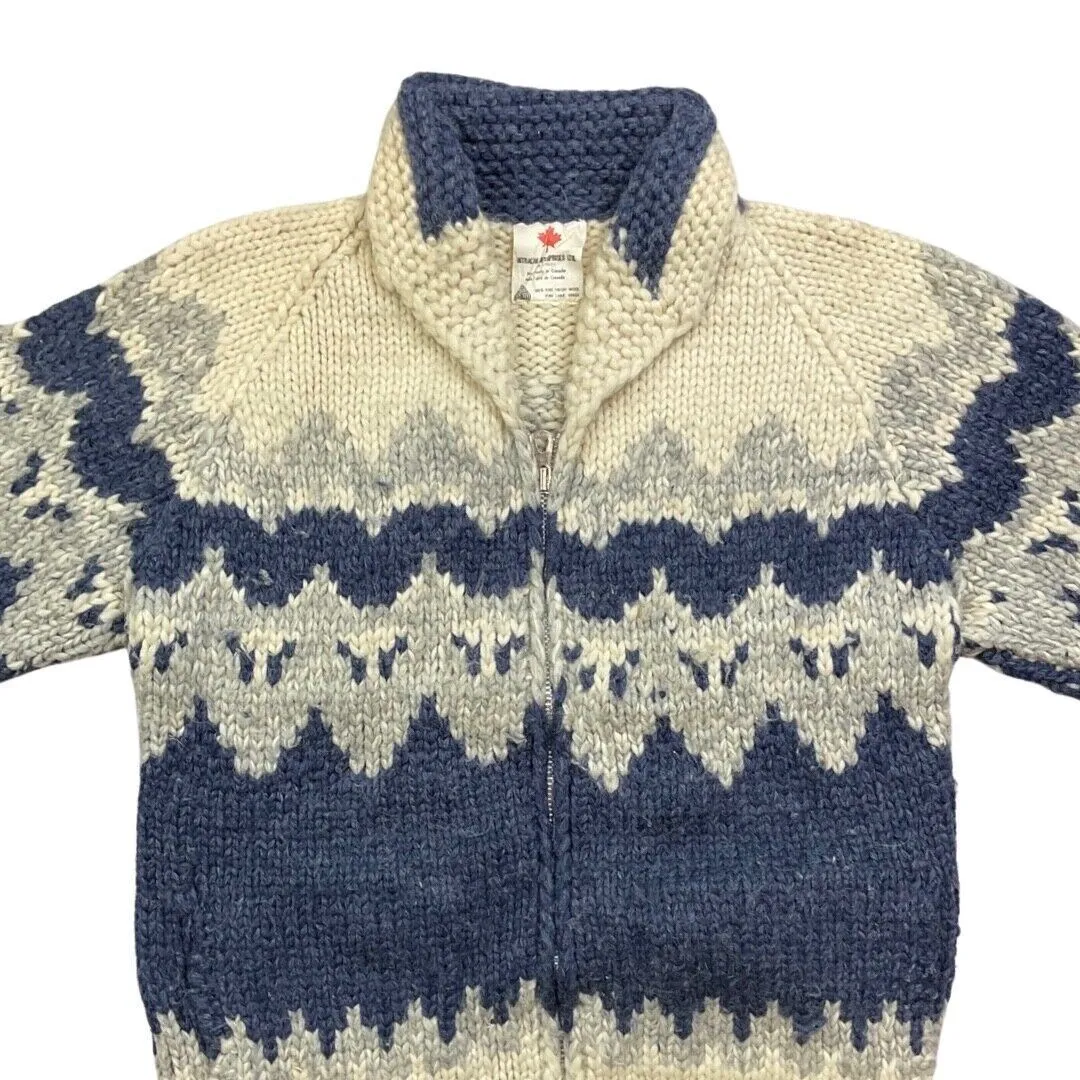 VINTAGE 1950s STYLE MENS CANADA COWICHAN GRAPHIC KNIT ROCKABILLY CARDIGAN L 42”