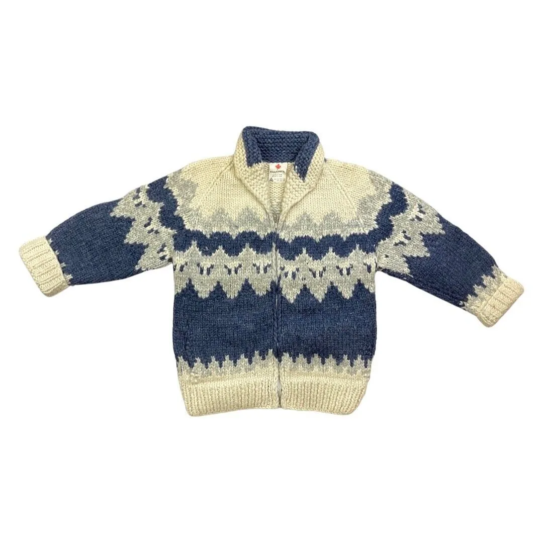 VINTAGE 1950s STYLE MENS CANADA COWICHAN GRAPHIC KNIT ROCKABILLY CARDIGAN L 42”
