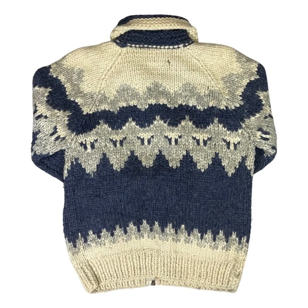 VINTAGE 1950s STYLE MENS CANADA COWICHAN GRAPHIC KNIT ROCKABILLY CARDIGAN L 42”