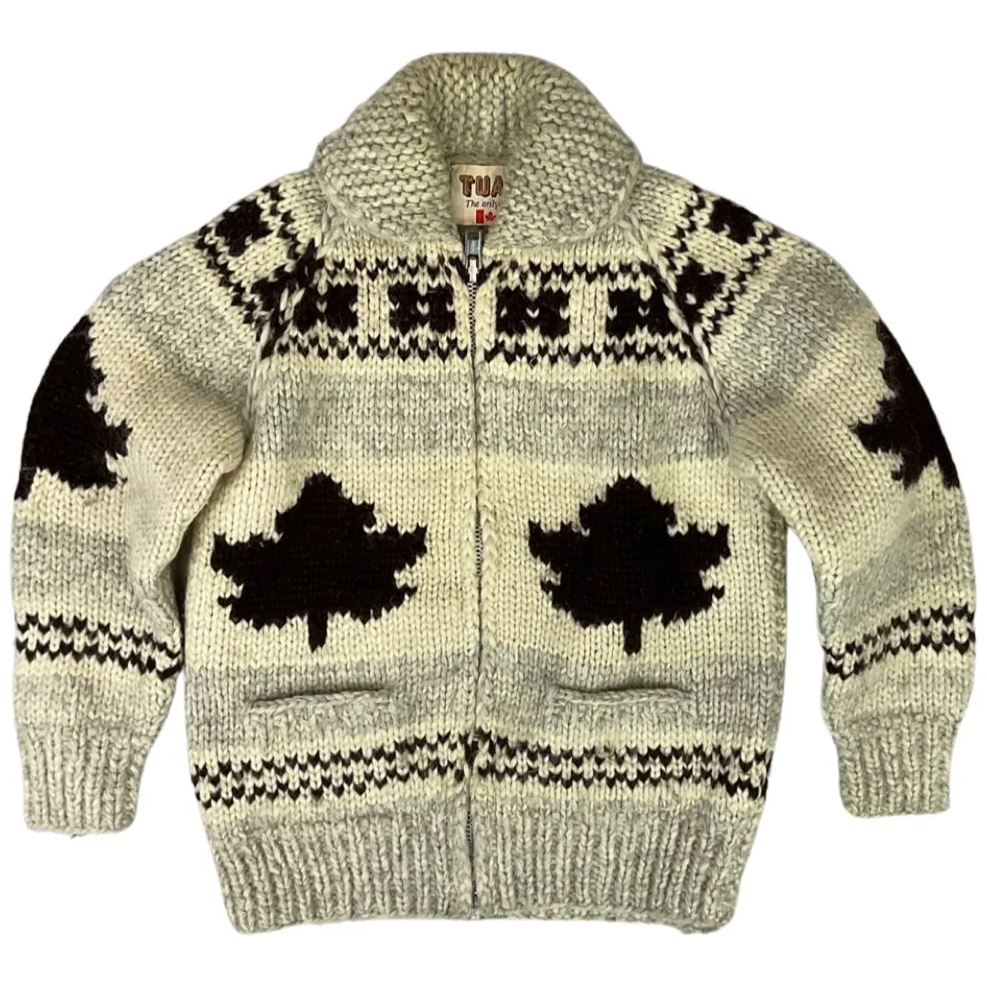 VINTAGE 50s STYLE MENS MAPLE COWICHAN GRAPHIC KNIT ROCKABILLY CARDIGAN S 36”