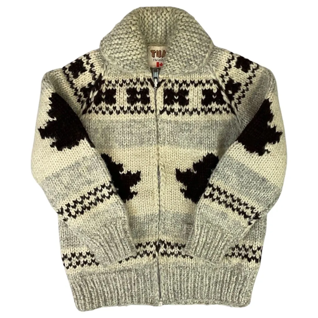 VINTAGE 50s STYLE MENS MAPLE COWICHAN GRAPHIC KNIT ROCKABILLY CARDIGAN S 36”