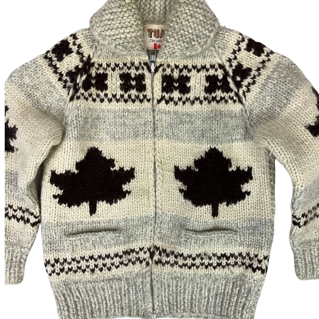 VINTAGE 50s STYLE MENS MAPLE COWICHAN GRAPHIC KNIT ROCKABILLY CARDIGAN S 36”