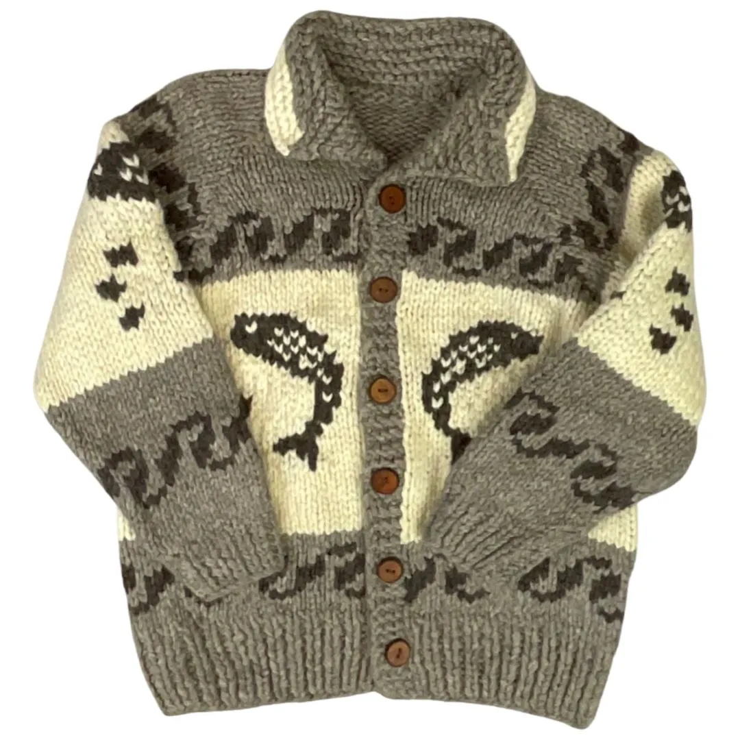 VINTAGE 50s STYLE MENS NATIVE COWICHAN GRAPHIC KNIT ROCKABILLY CARDIGAN M 40”