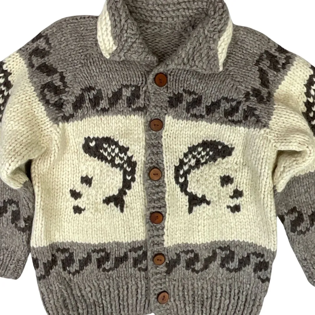 VINTAGE 50s STYLE MENS NATIVE COWICHAN GRAPHIC KNIT ROCKABILLY CARDIGAN M 40”