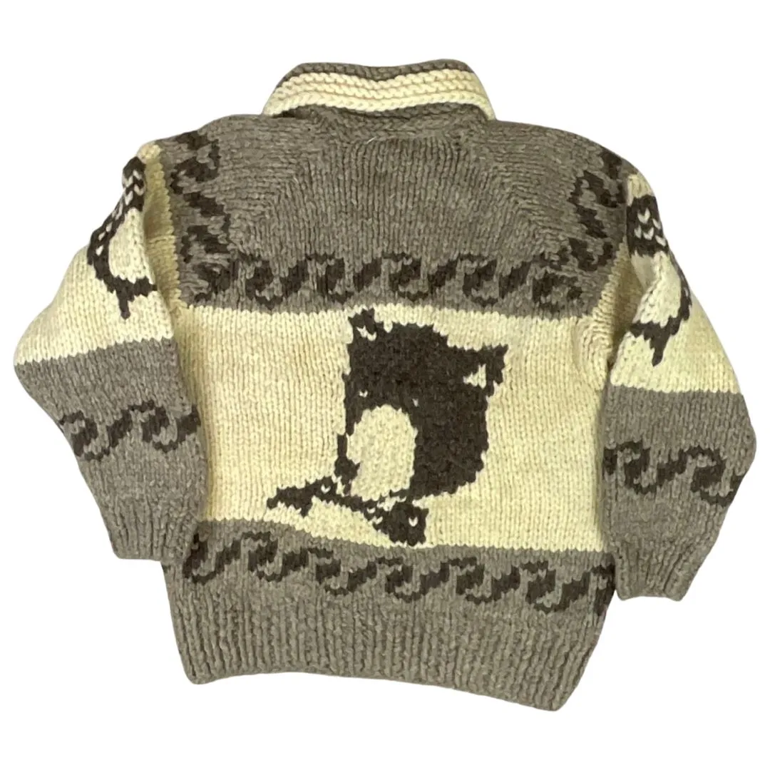VINTAGE 50s STYLE MENS NATIVE COWICHAN GRAPHIC KNIT ROCKABILLY CARDIGAN M 40”