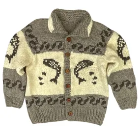 VINTAGE 50s STYLE MENS NATIVE COWICHAN GRAPHIC KNIT ROCKABILLY CARDIGAN M 40”