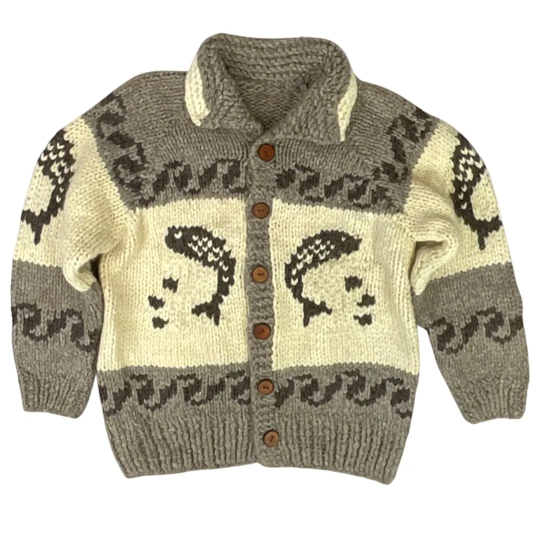 VINTAGE 50s STYLE MENS NATIVE COWICHAN GRAPHIC KNIT ROCKABILLY CARDIGAN M 40”