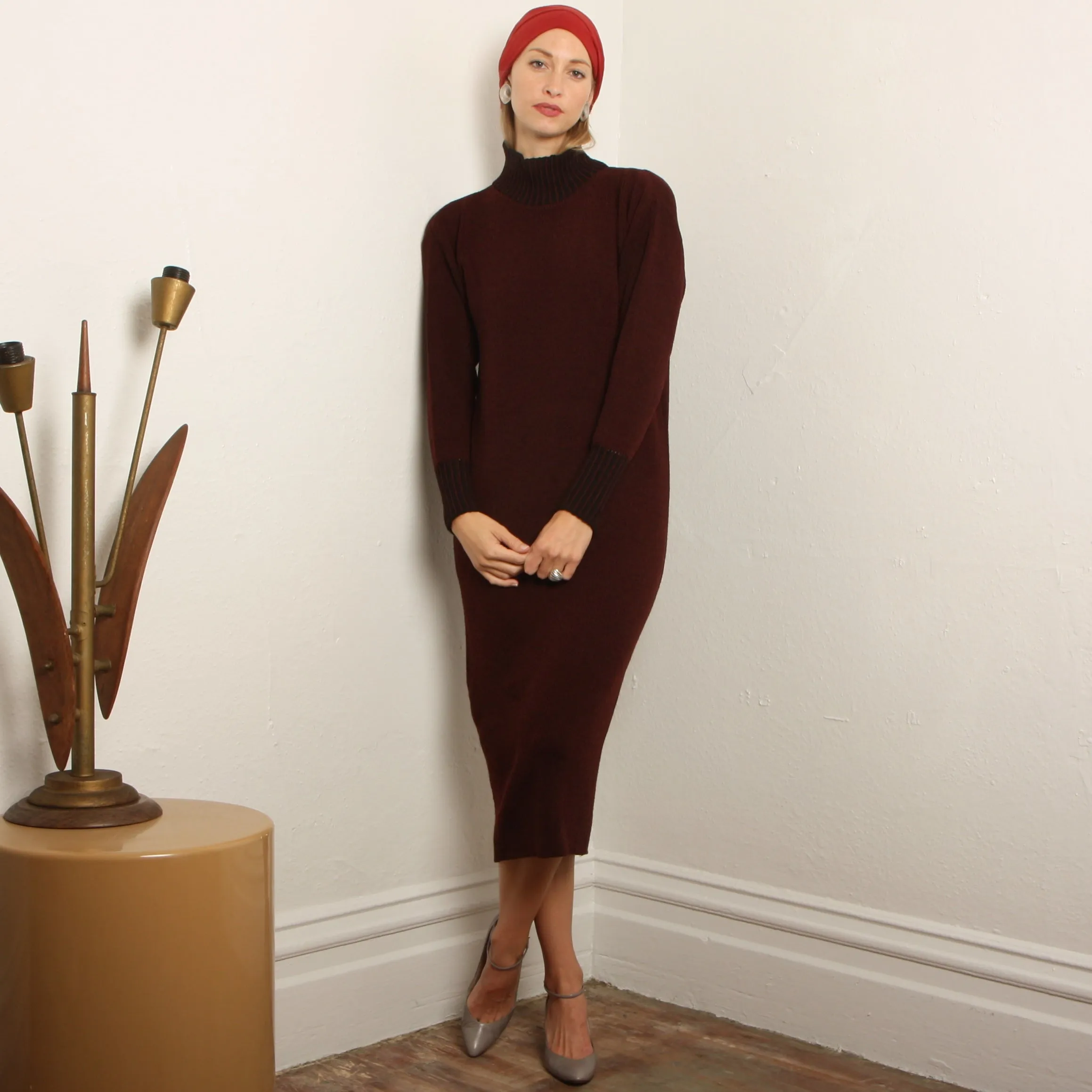 Vintage 80's Brenda Horan Oxblood Santana Knit Dress