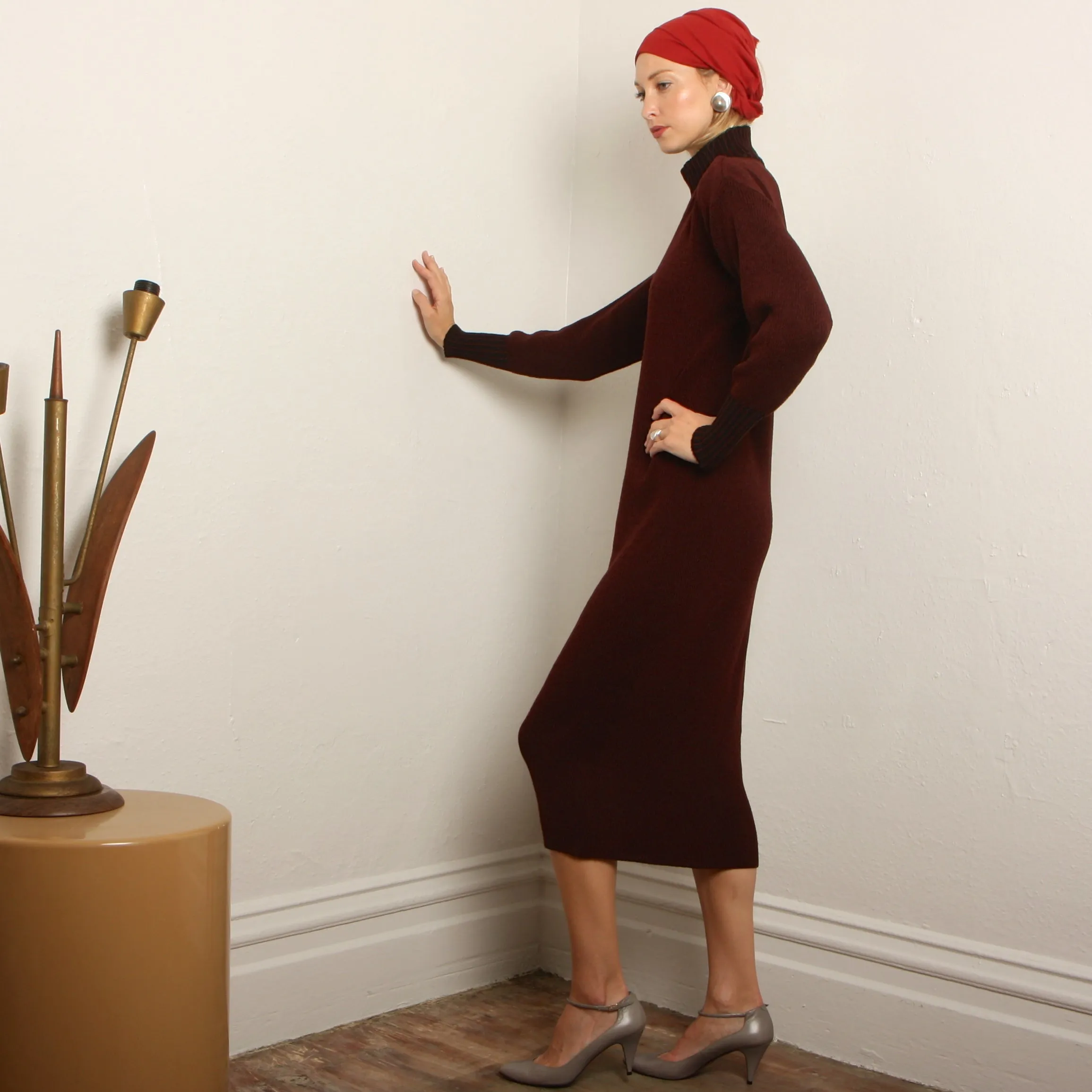 Vintage 80's Brenda Horan Oxblood Santana Knit Dress