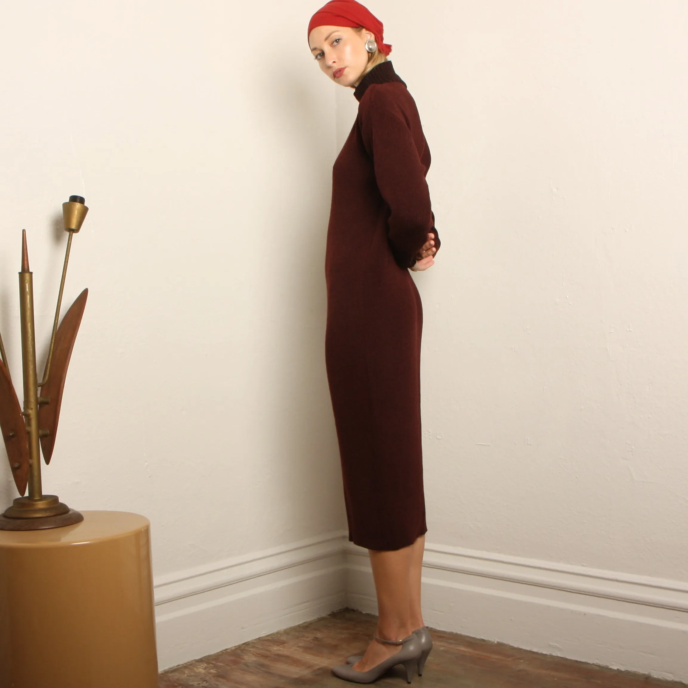 Vintage 80's Brenda Horan Oxblood Santana Knit Dress