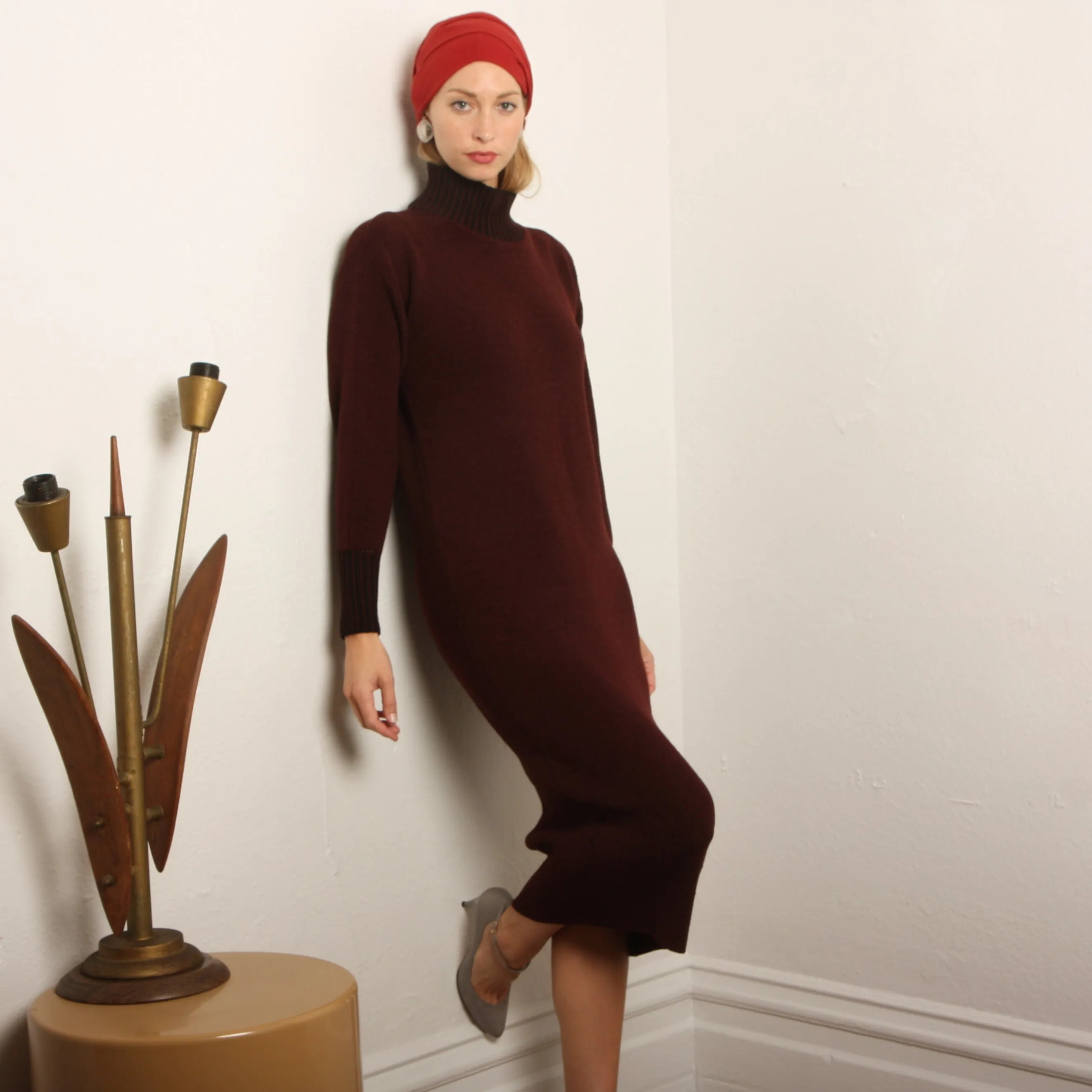 Vintage 80's Brenda Horan Oxblood Santana Knit Dress