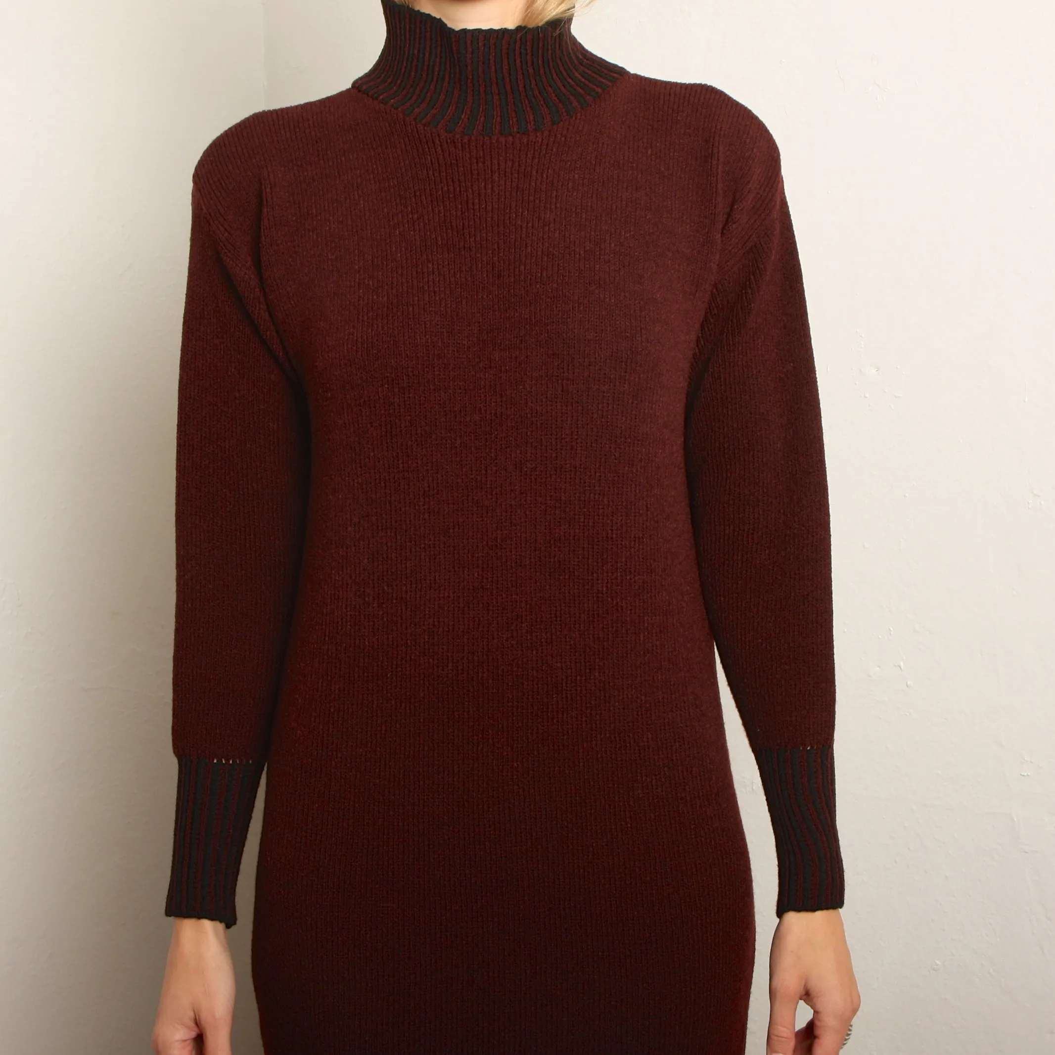 Vintage 80's Brenda Horan Oxblood Santana Knit Dress