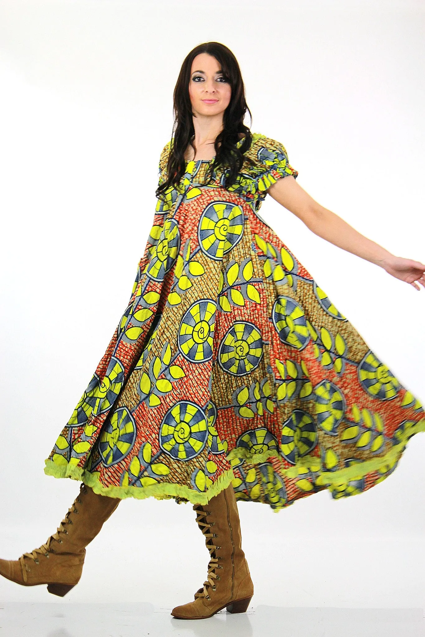 Vintage floral tent dress hippie boho festival psychedelic maxi