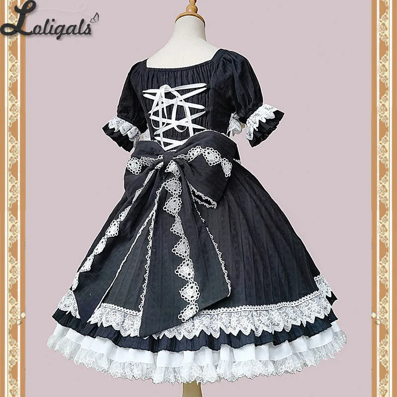 Vintage Style Lolita Dress Retro Party Dress w. Detachable Flare Sleeves by Infanta