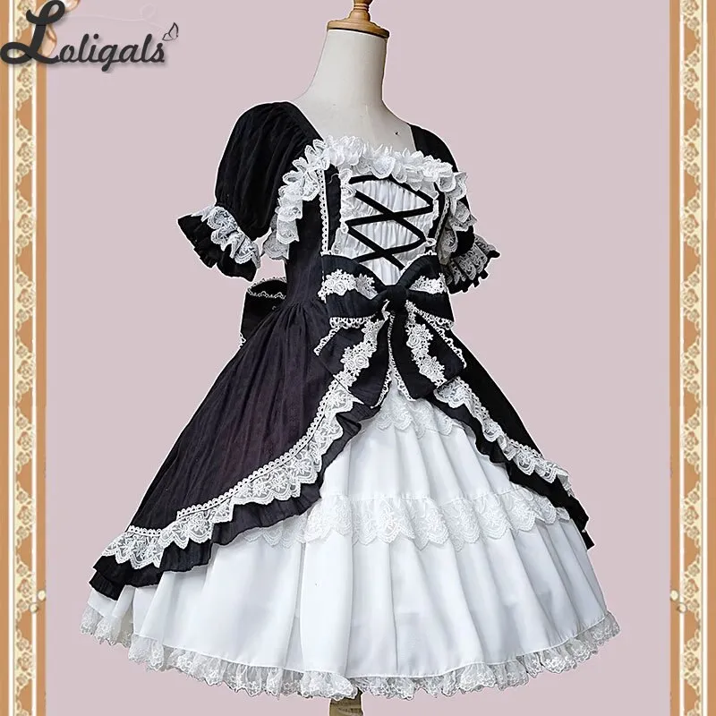 Vintage Style Lolita Dress Retro Party Dress w. Detachable Flare Sleeves by Infanta