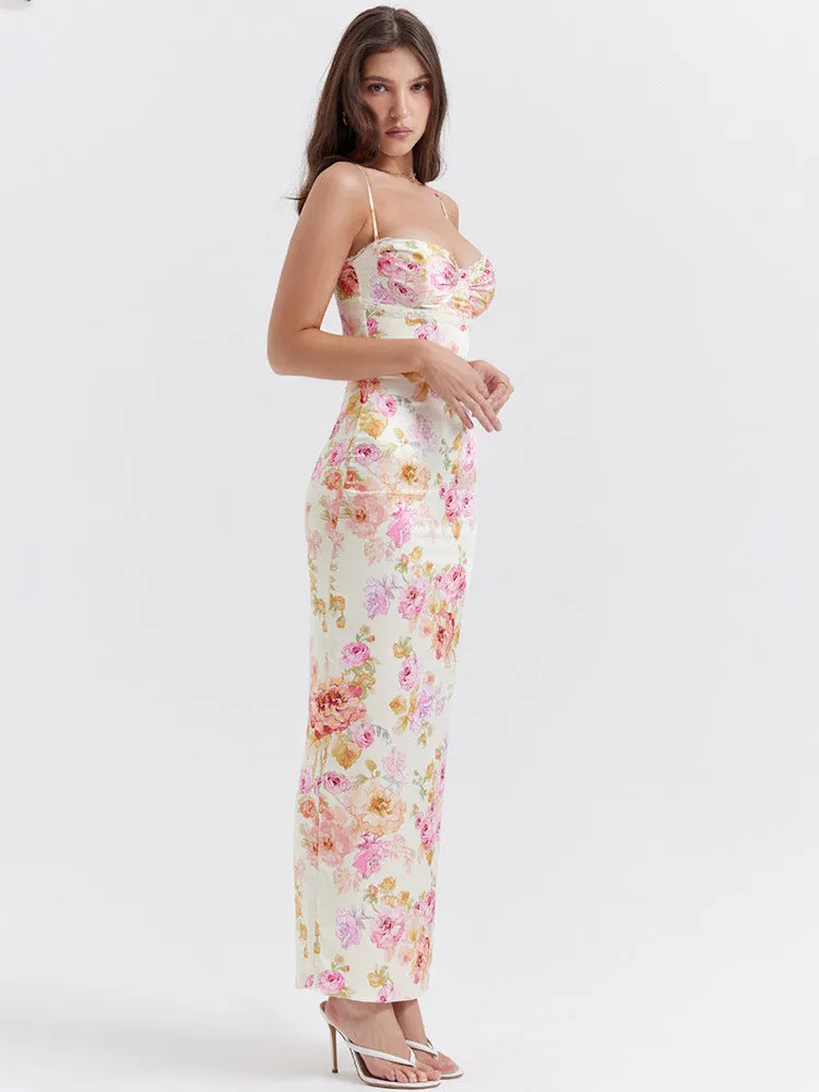 Whitney Spaghetti Strap Print Maxi Dress