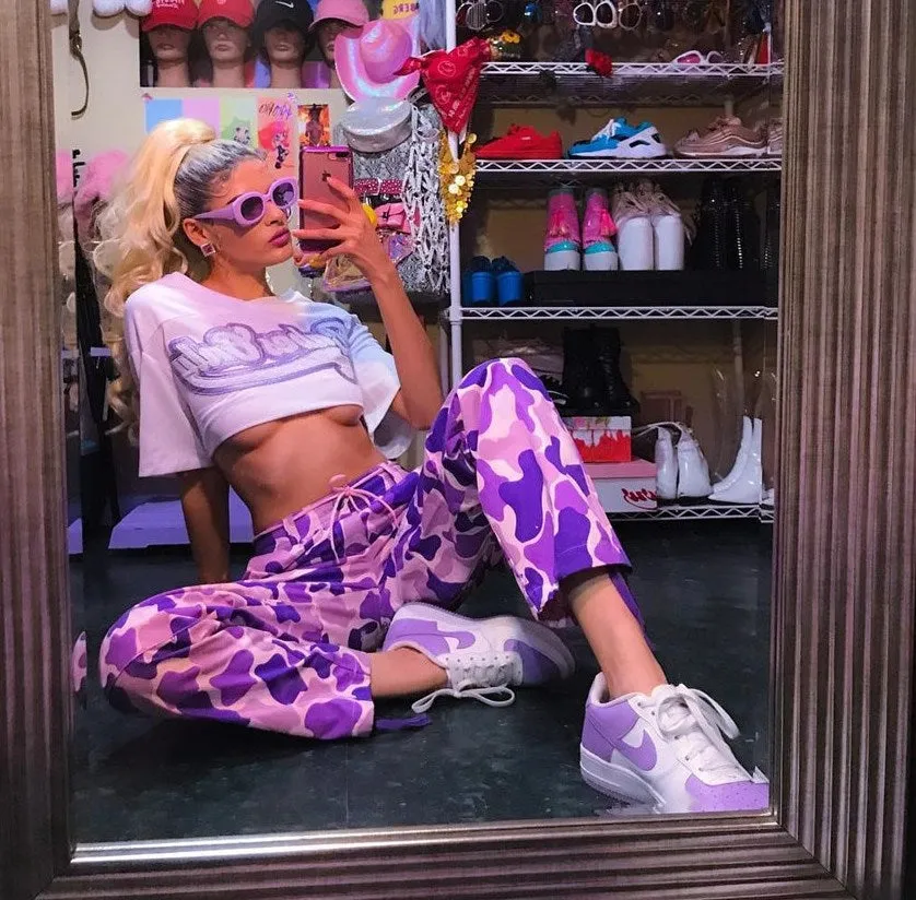 Women's Spring/Autumn High-Waist Camouflage Cargo Pants