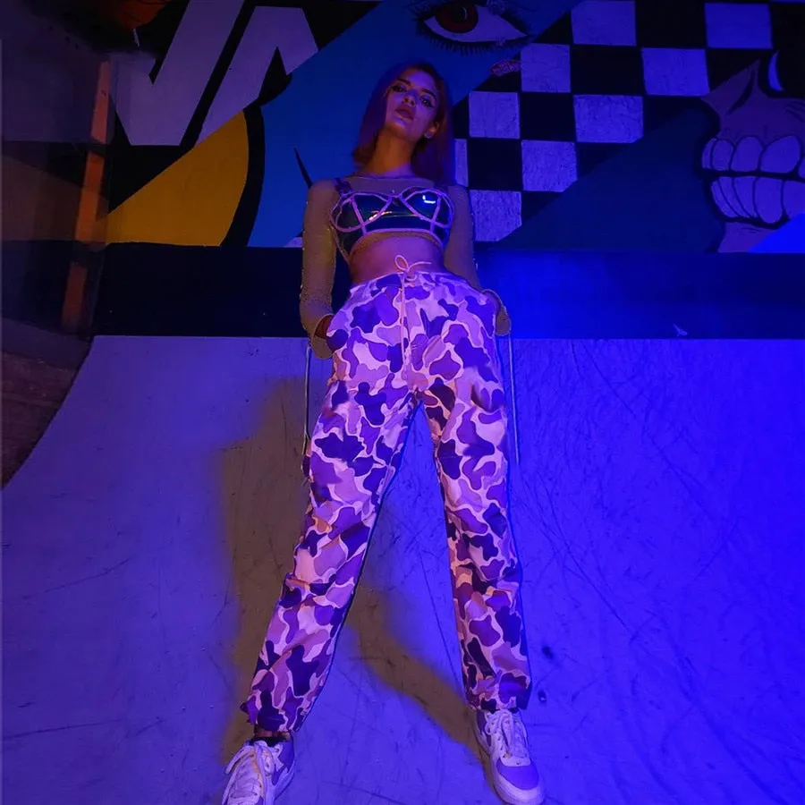Women's Spring/Autumn High-Waist Camouflage Cargo Pants