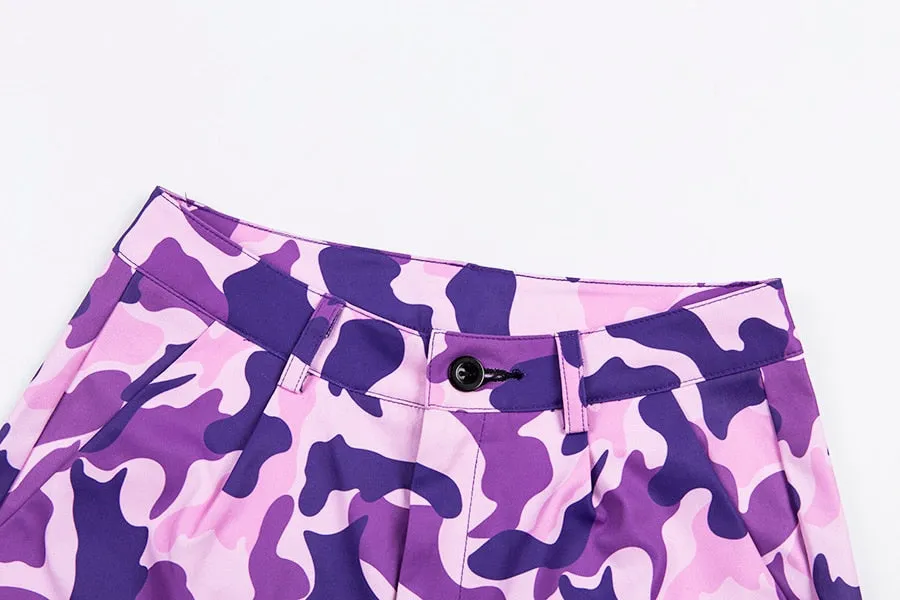 Women's Spring/Autumn High-Waist Camouflage Cargo Pants