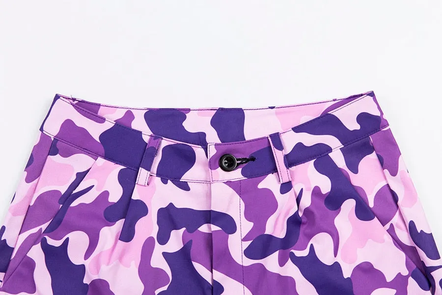 Women's Spring/Autumn High-Waist Camouflage Cargo Pants