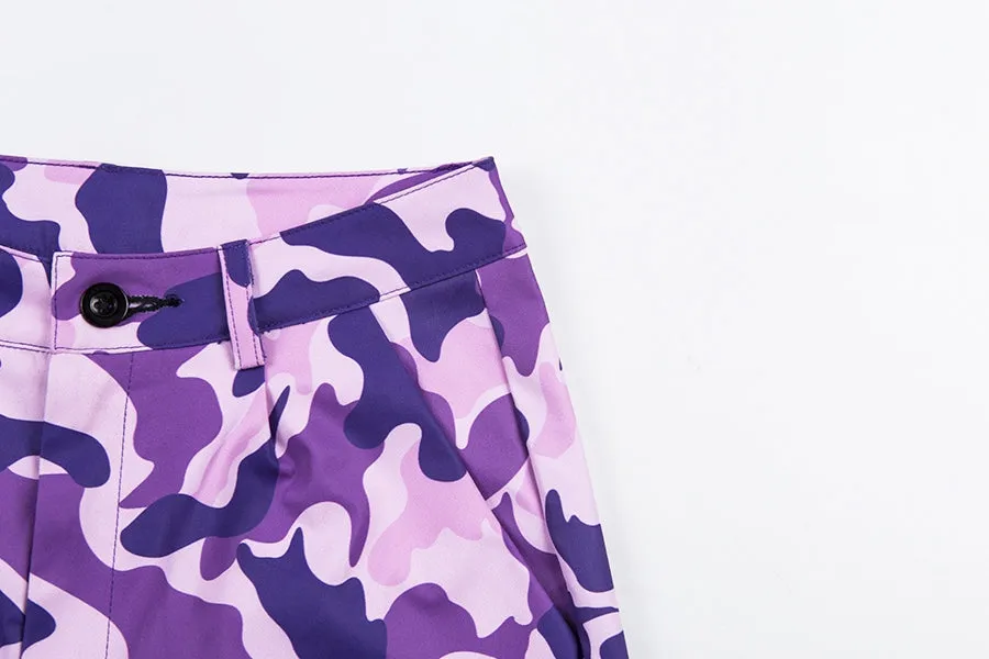 Women's Spring/Autumn High-Waist Camouflage Cargo Pants